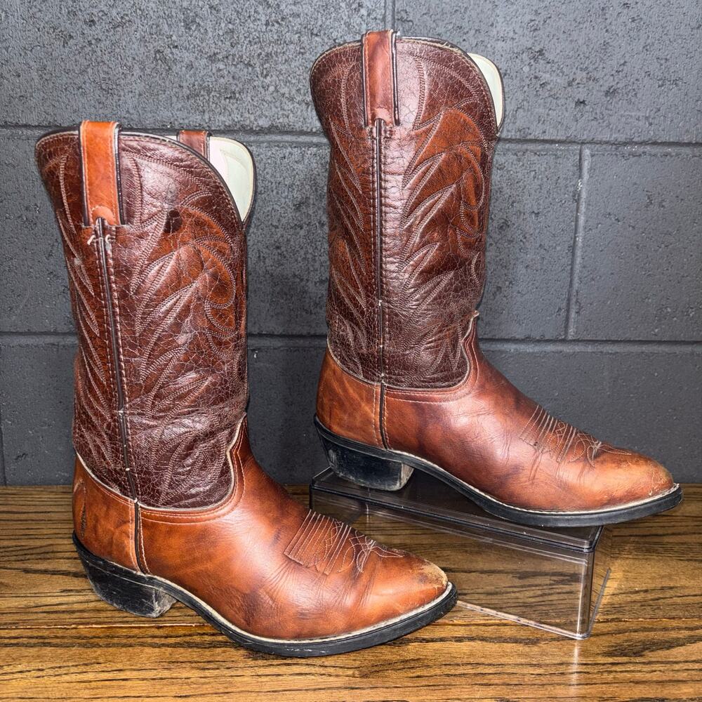 Vintage Durango Western Cowboy Boots Brown Leather Made in USA Men’s 9.5 EE
